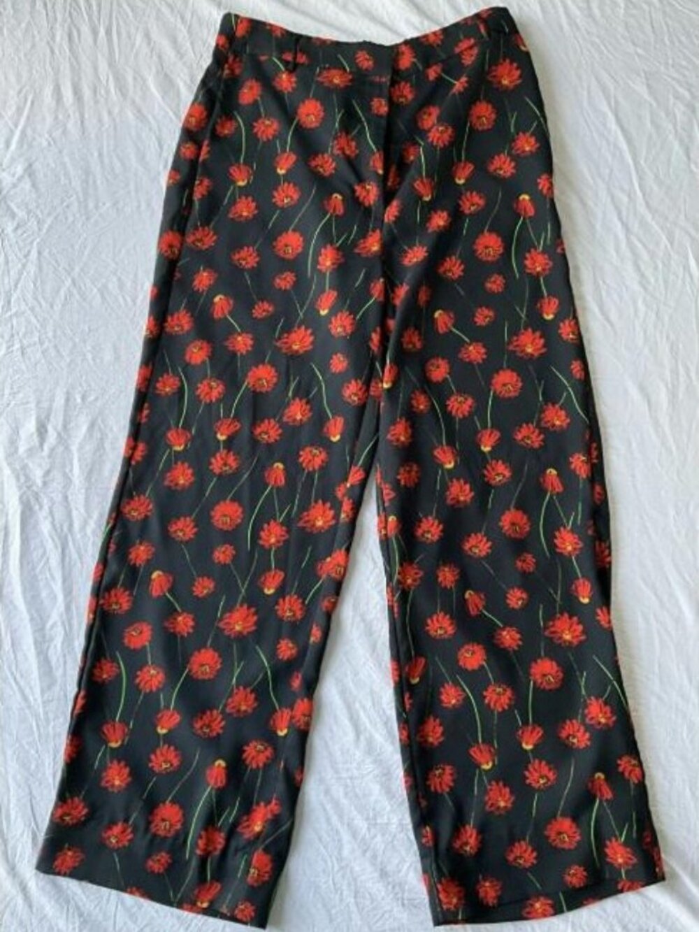 H&M Wide Leg Floral Print Pants Size 8